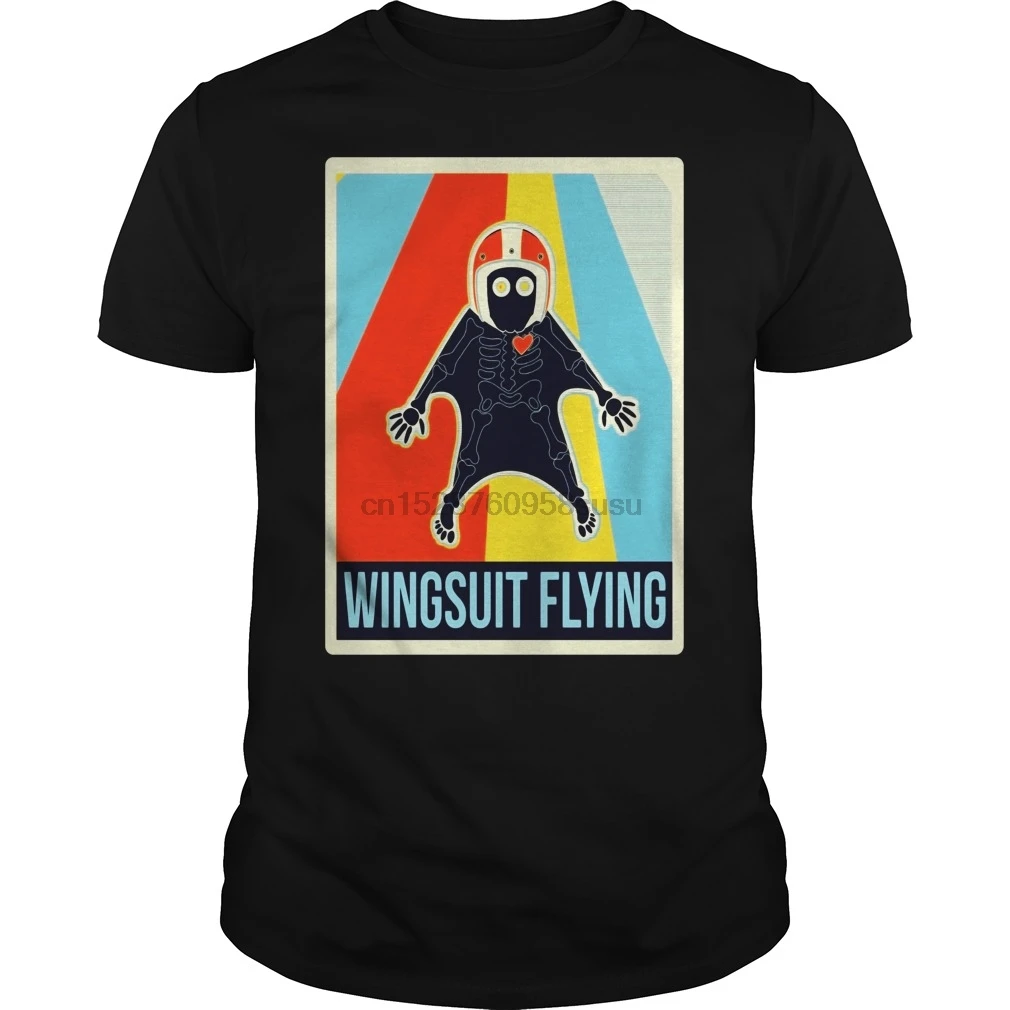 Мужская футболка с коротким рукавом в стиле ретро Wingsuit Летающий скелет Хэллоуин