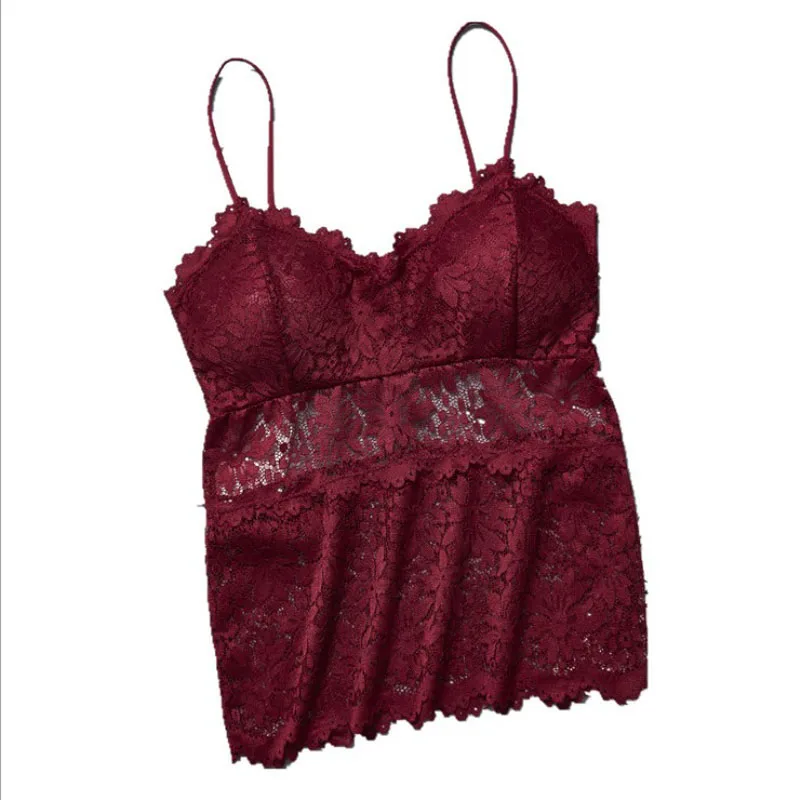 Women Sexy Camisole&Tanks With Cups Sling Flower Lace Breathable Comfortable Fitness Up Girls' Tops Night Dress Summer Underwear