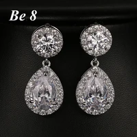 be8 brand luxury top quality cubic zirconia drop dangle earrings party jewelry for womengirls wedding party accessories e 255