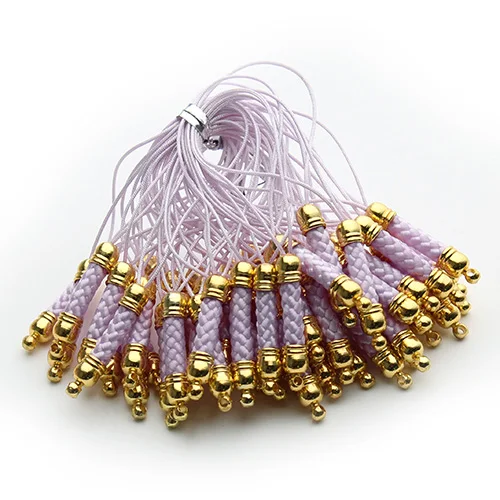 Light Purple 25 шт./лот, 14 цветов, подвесной ремешок для мобильного телефона, цепочка, плетеный шнур, проволока с отверстием для брелка, шарм, сделай сам, ювелирное изделие - Цвет: Light Purple