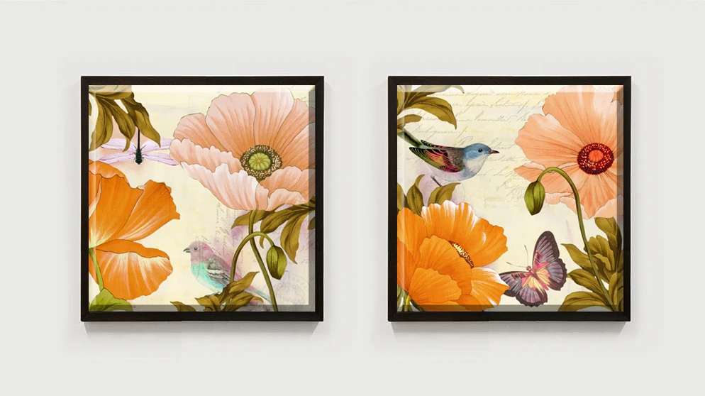 2 шт. недорогие настенные картины с цветами и птицами на холсте картина маслом