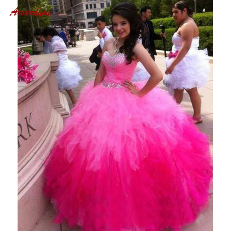 

Роскошные бальные платья Quinceanera с оборками женское милое платье для выпускного вечера 16-летнее платье платья для 15 лет