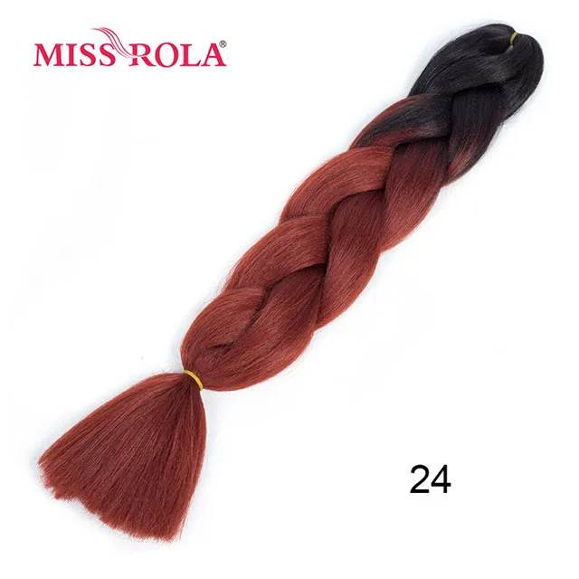 #30 Miss Rola, Омбре, синтетические волосы, Джамбо, плетение, 24 дюйма, высокотемпературное волокно, вязанное крючком, огромные косички, 100 г, Радужный Омбре, цвет - Цвет: #30