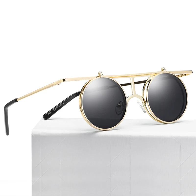 

Brand Designer Round Polarized Steampunk Sunglasses Women Mirror Shades Sunglasses For Men Retro Steampunk Eyewear For Unisex