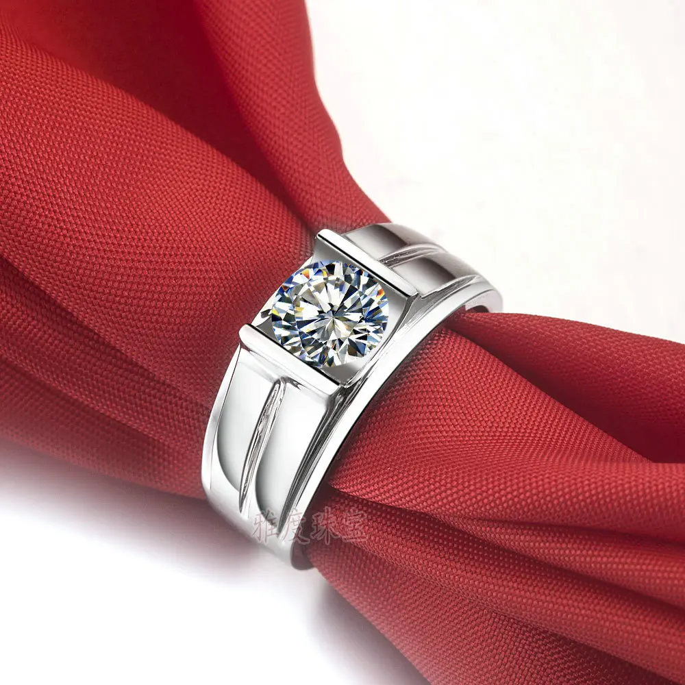 Genuine Bief Ring Men Jewelry 1Ct NSCD lovely Diamond For Man Sterling Silver Platinum Plated | Украшения и аксессуары