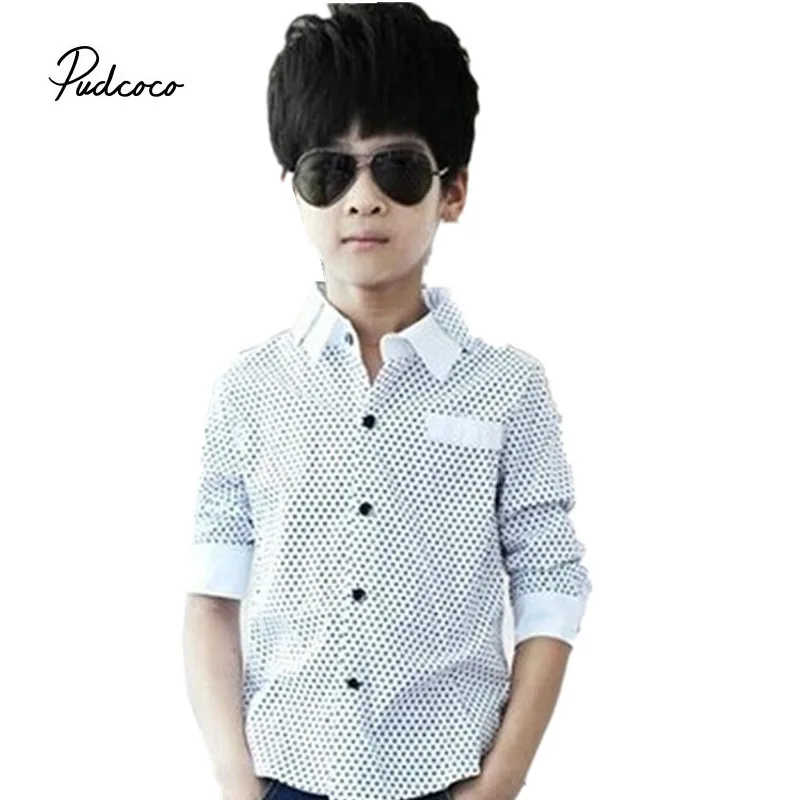 Pudcoco осень 2017 г. зимние Обувь для мальчиков официальная футболки с длинными