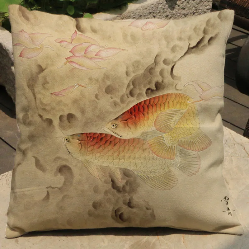 Подушка в китайском стиле винтажная хлопковая льняная декоративная подушка с