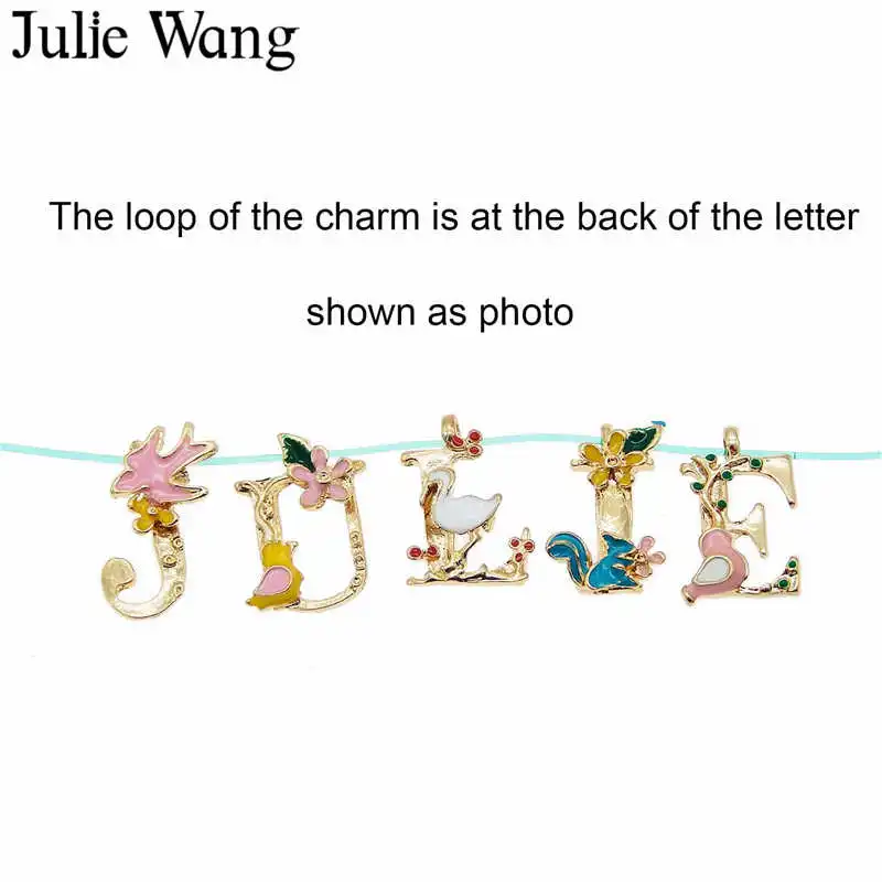 Julie Wang 26 шт. золотой тон A Z Английский алфавит ожерелье подвеска с надписью серьги