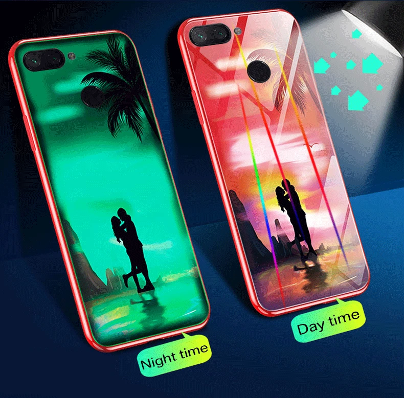 Светящийся чехол для телефона Xiaomi 8 Lite 9 6X A2 чехлы с ночным блеском и градиентом