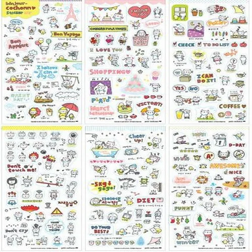 Set-22 XRHYY 1 упаковка из 6 шт. милый дневник мультфильм шаблон украшения Скрапбукинг наклейки прозрачный ПВХ канцелярские планировщик наклейки - Цвет: Set-22