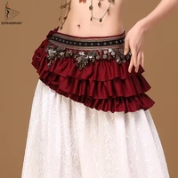 new women tribal belly dance hip scarf gypsy costume accessories bellydance belt wrap coins bead scarf clothes 3 color