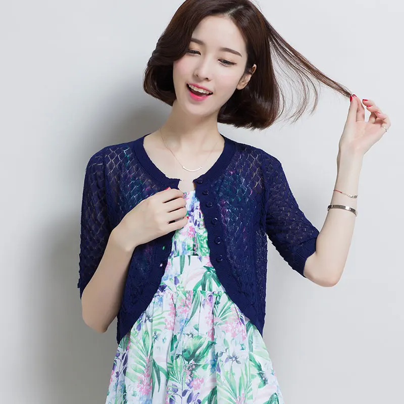 Женский вязаный кардиган тонкий ажурный высокого качества для защиты от солнца