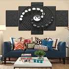 Настенное искусство Модульная картина HD на холсте Печать Тип 5 шт. черный и белый песок камень Yin  Yang плакат Современный домашний декор