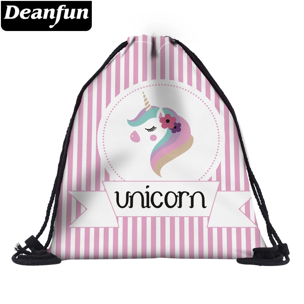 Deanfun 3D мешок с кулиской с принтом полосатый Единорог девушки школьные сумки для органзье 60133