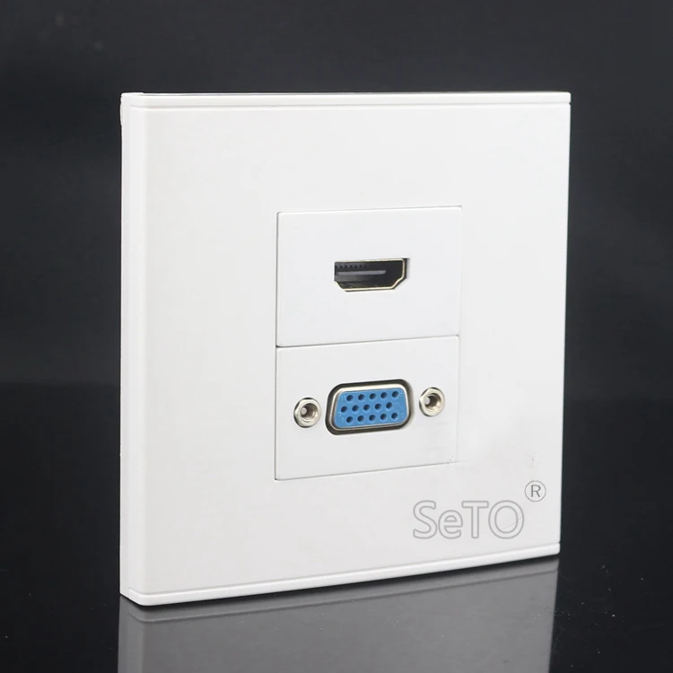 SeTo 86 Тип L-образный VGA локоть + HDMI соединитель настенная пластина гнездо Keystone