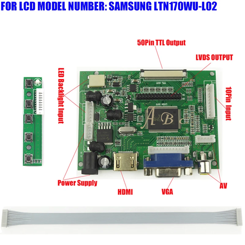 Плата контроллера HDMI VGA 2AV LVDS для Raspberry PI 2 ЖК-дисплей TFT экран 17 дюймов 1920x1200 канала 6
