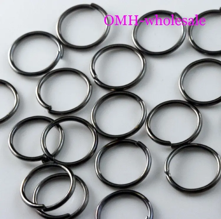 

OMH wholesale 0.7X8mm 1100pcs Jewelry accessories DIY circle Black Plated Open Metal Jumping Rings Finding DY57