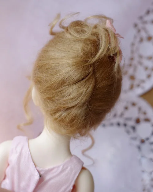 BJD куклы парики молочный чай коричневый Updo мохер для 1/3 1/4 1/6 1/8 DD SD MSD YOSD длинные