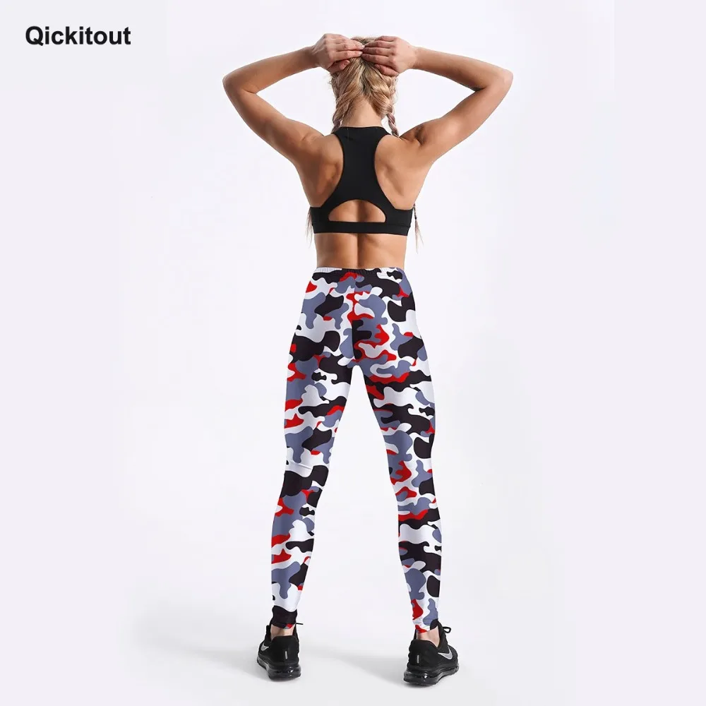 Qickitout, сексуальные тренировочные Леггинсы для женщин, смешанные цвета, камуфляж, легинсы для фитнеса с принтом, тонкие повседневные штаны длиной до щиколотки, S-4XL