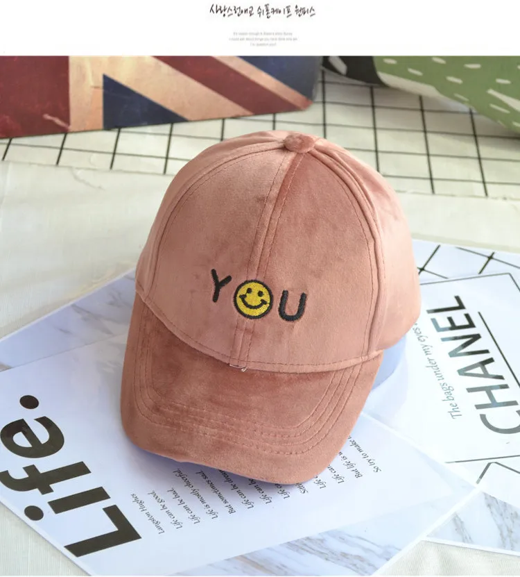 YOU Pink Новинка; замшевые бейсбольные кепки с вышитыми буквами; Детские повседневные бейсболки; Кепка для мальчиков и девочек; регулируемая хлопковая кепка для папы - Цвет: YOU Pink