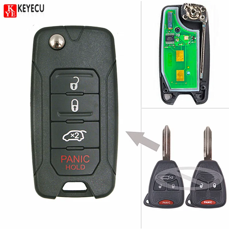 Keyecu флип Замена дистанционный ключ брелок от машины 433 МГц ID46 для Chrysler 200 300 Sebring PT