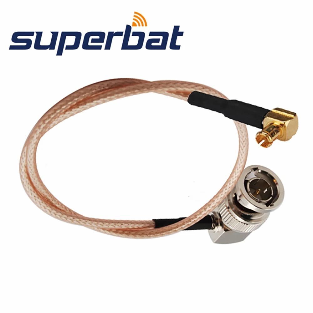 Supetbat Pigtail Cable 60cm BNC Male to MCX Plug Right Angle 75ohm Connector RF Coaxial RG179 60cm