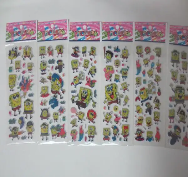 Mix 10sheets anime spongebob 3D cartoon stickers PVC bubble puffy reward kids kawaii Action Figure toys | Игрушки и хобби