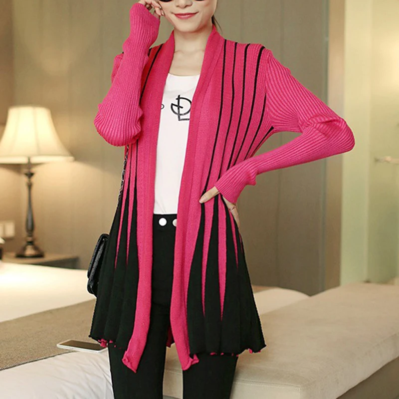Осень-зима 2022 женское пончо женский кардиган с полосатым принтом длинным рукавом