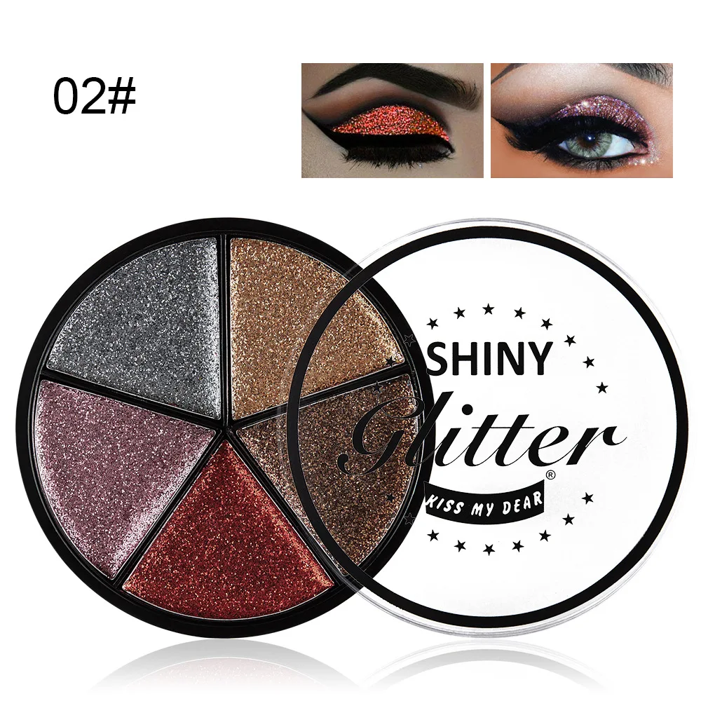 6 цветов алмазные блестящие тени для век Палитра перламутровые блестки порошок