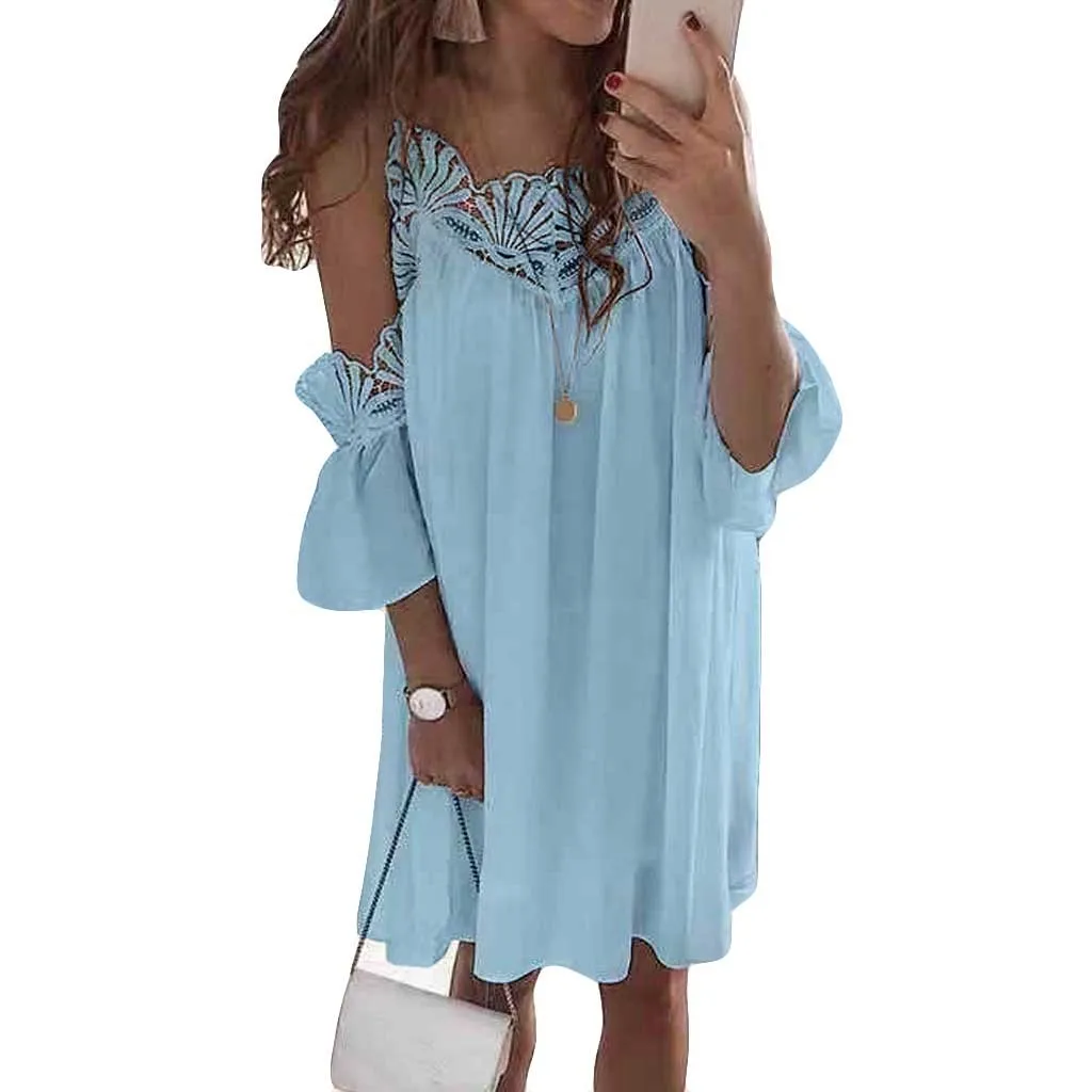 Женское платье без бретелек Y610 повседневное кружевное средней длины в стиле