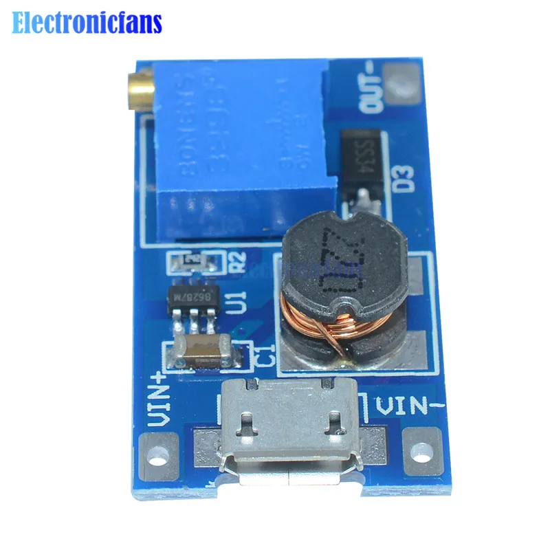 Для замены XL6009 10 шт./лот 2A Max DC-DC Повышающий Модуль питания MT3608 Micro USB 2-24 В до 28 в Регулируемый усилитель для Arduino