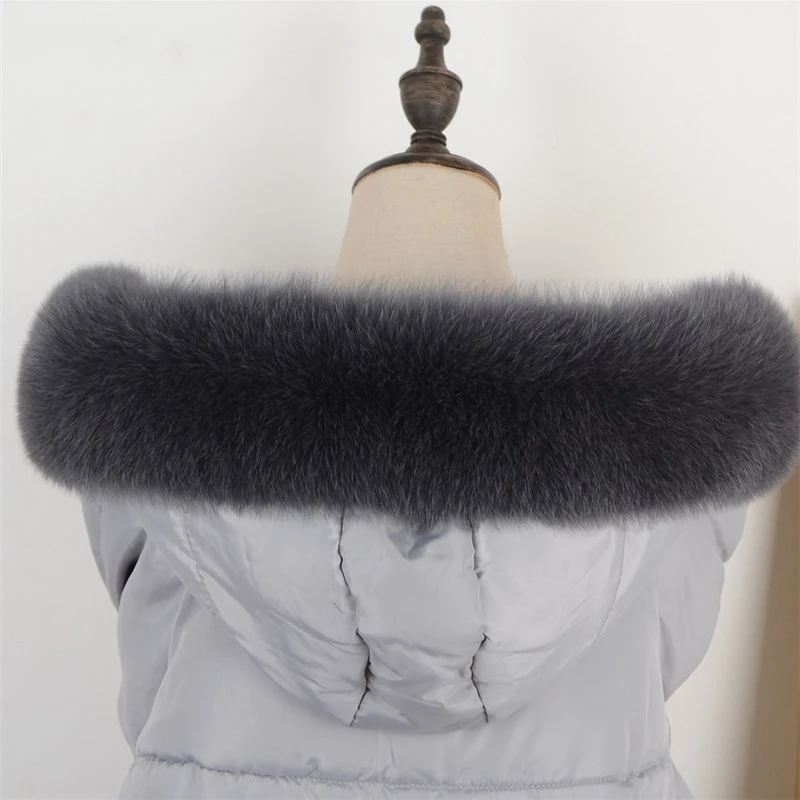 Зимний теплый 100% натуральный Лисий меховой воротник для женщин пальто съемные