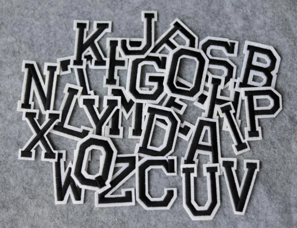 26 шт./лот нашивки с буквами алфавита Смешанные Вышитые термоклейкие для одежды