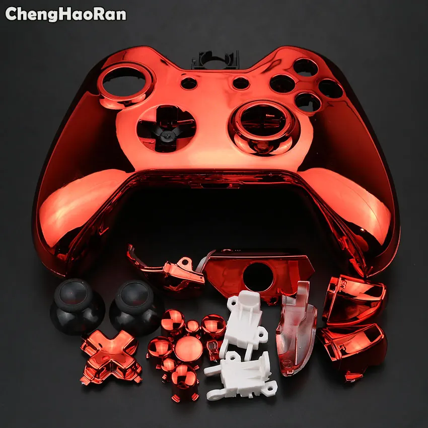 Chrome Red ChengHaoRan для microsoft Xbox One Xboxone беспроводной контроллер хромированный полный корпус Оболочка Чехол комплект с кнопкой+ Внутренняя Рамка - Цвет: Chrome Red
