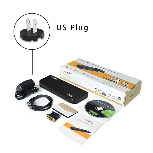 Черный Wavlink usb 3,0 Универсальная док-станция для ноутбука двойная поддержка видео dvi/hdmi/vga до 2048X1152 внешняя графика ethernet 6 портов - Цвет: Черный