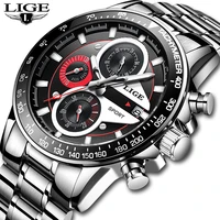 lige fashion quartz sport watch men business full steel clock mens watches top brand luxury waterproof watch relogio masculino