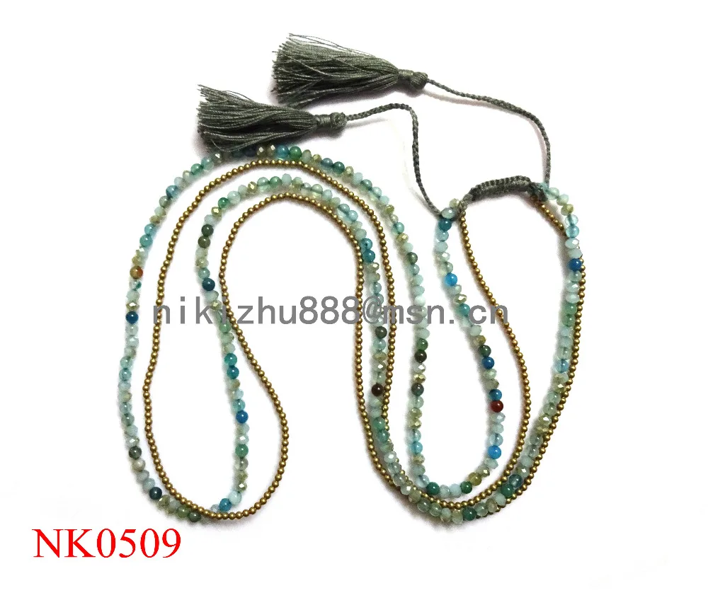 Модные ювелирные изделия многослойное ожерелье камень с кисточкой длинное из
