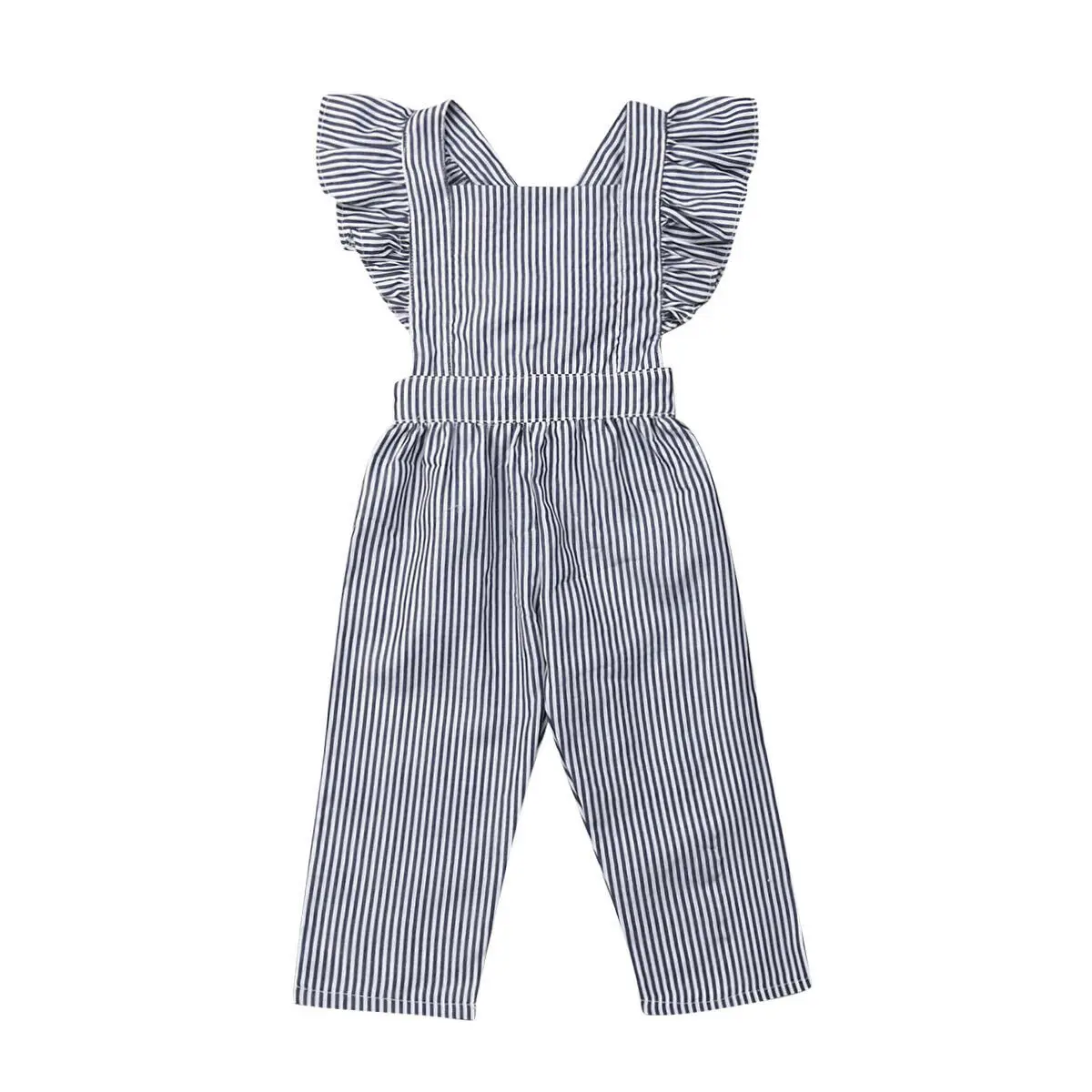 UK для малышей и детей постарше платье девочек в полоску комбинезон с кружевным