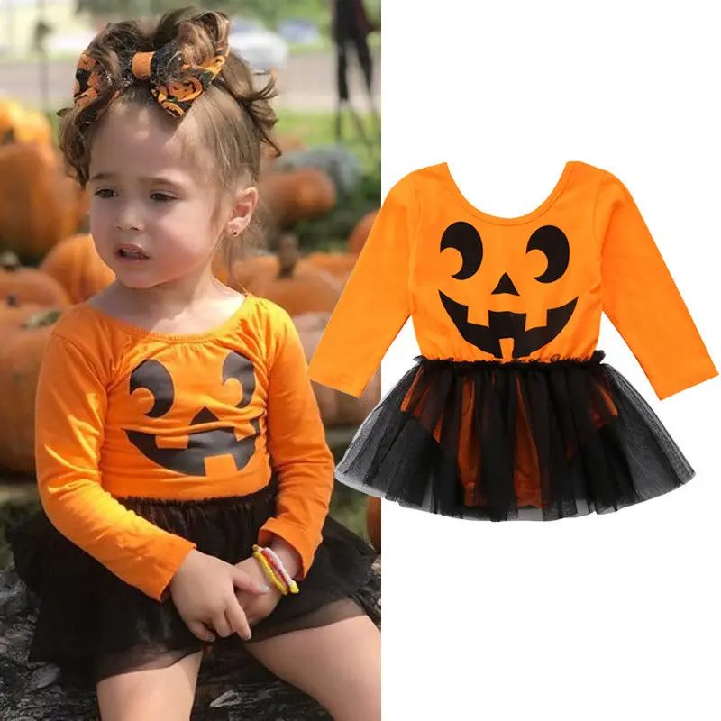 2018 Одежда для новорожденных девочек на Хэллоуин с длинным рукавом юбка пачка