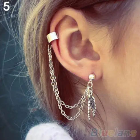 1 шт. металлические серьги-каффы с кисточками | Украшения и аксессуары