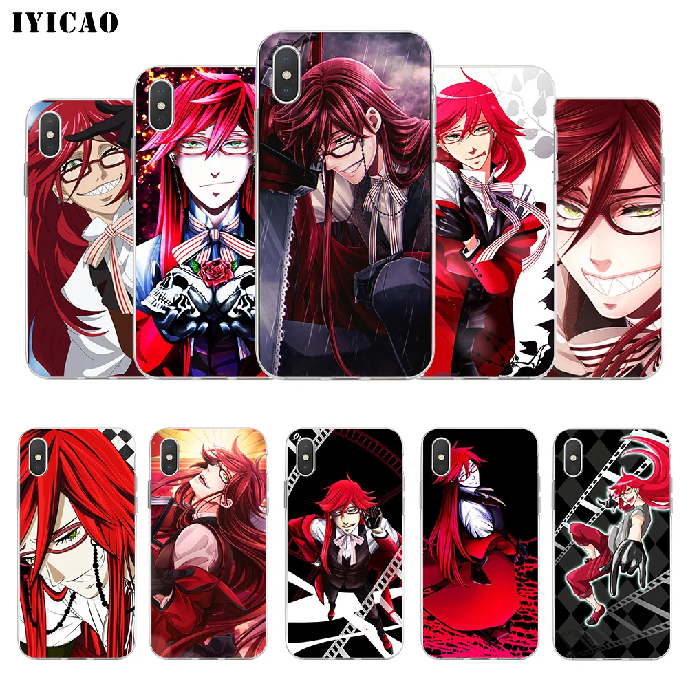 IYICAO Черный Дворецкий Grell Sutcliff Мягкий силиконовый чехол для телефона iPhone X XR XS MAX 6 6s