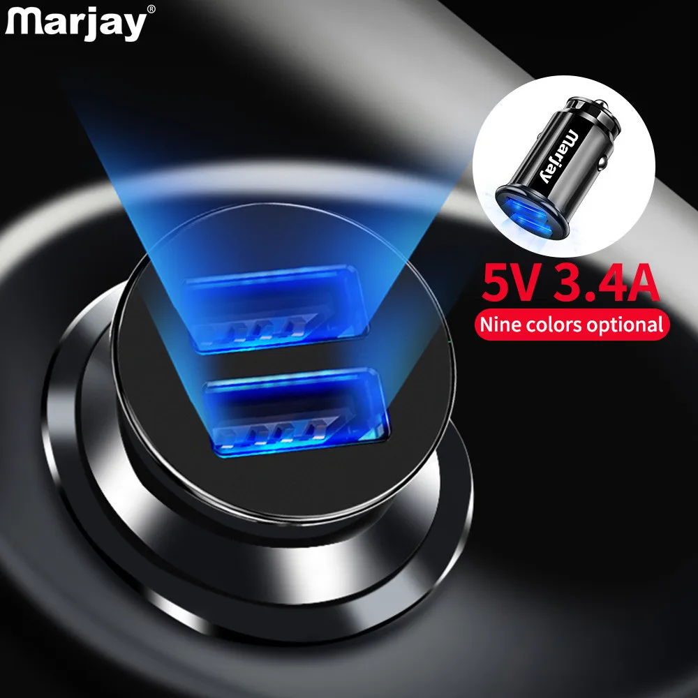 Мини Двойное USB быстрое зарядное устройство автомобильное для Xiaomi Huawei 3.4A