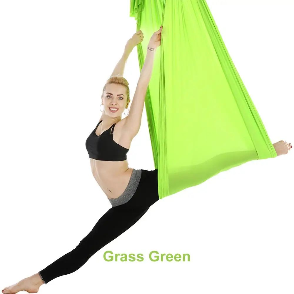 04-Grass Green Растягивающиеся ремни для фитнеса и йоги, 4*2,8 м, 16 цветов, Антигравитационные, воздушные, для йоги, качающиеся, инверсии, гамак с удлинительным поясом 1 м - Цвет: 04-Grass Green