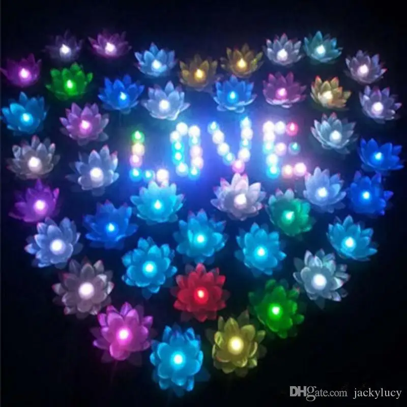 Искусственная светодиодная плавающая лампа в виде цветка лотоса подсвечник для
