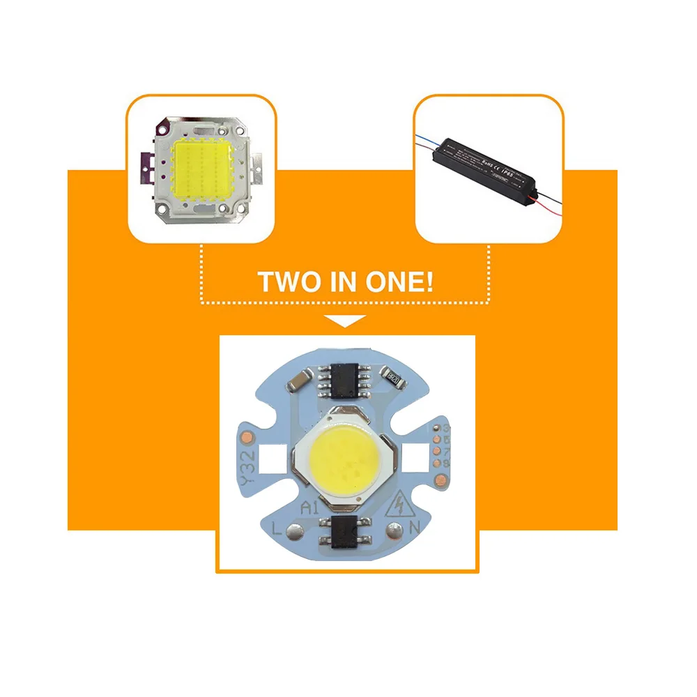 5 шт./лот Светодиодная лампа COB чип 12 Вт 10 7 3 реальная мощность 220 В вход Smart IC DIY для