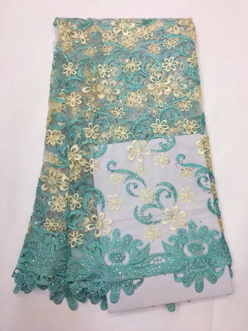 Последние французские кружева 2017 Синий свадебный камни высокое качество