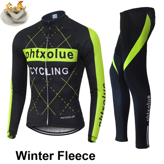 Winter Fleece 16 Phtxolue зимний термальный флисовый комплект велосипедной одежды Майо Ropa Ciclismo Invierno MTB велосипедные майки велосипед спортивная одежда - Цвет: Winter Fleece 16