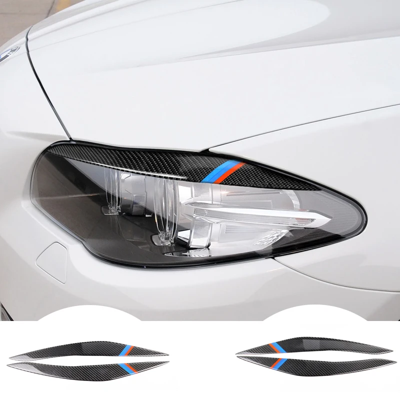 RRX углеродное волокно фары Брови Веки для BMW F10 5 серии 2010-2016 передняя фара отделка
