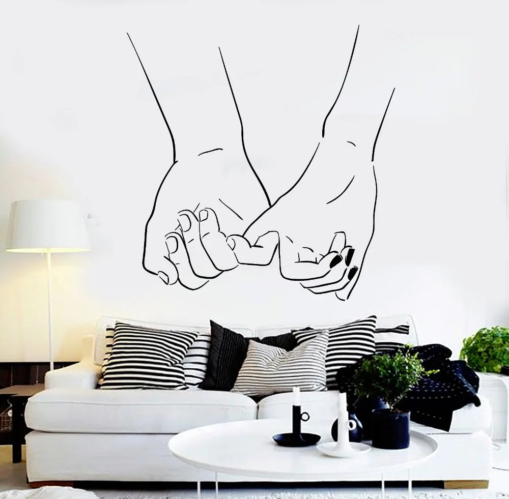 

Love Couple Hands Vinyl Wall Decal Fashion Romantic Rooms Stickers Wall Sticker Sofa Background Decor Removable Wallpapers LA316