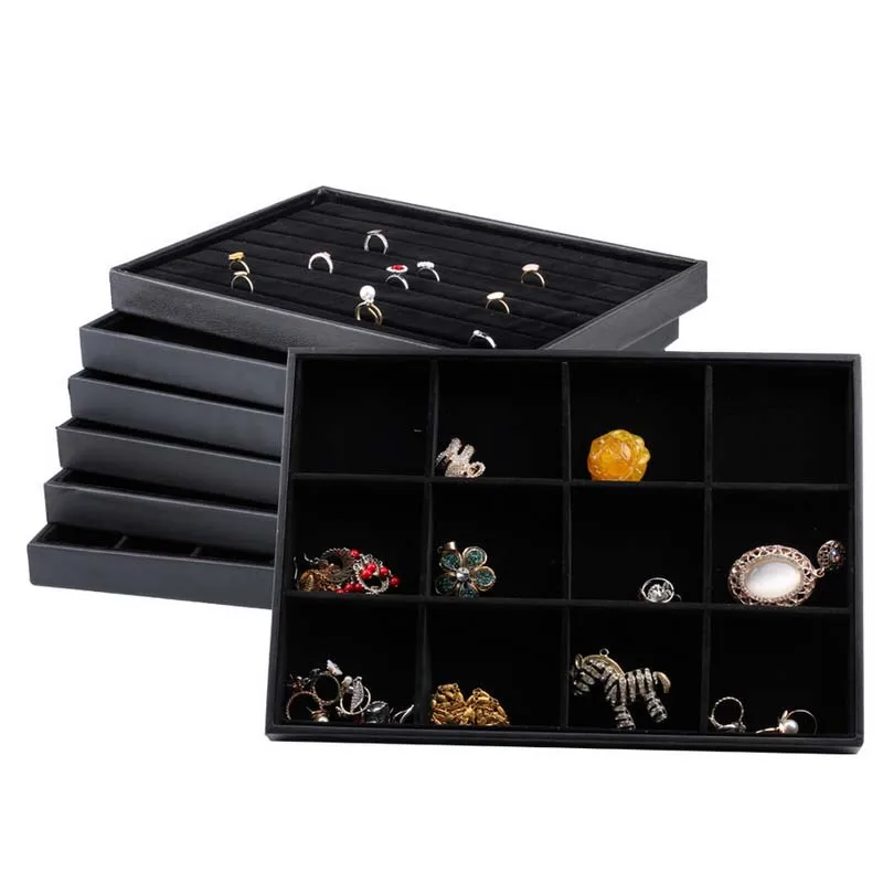 

PU Jewelry Ring Necklace Bracelet Display Holder Trays Shelf Blank Panel 12 Without Cover